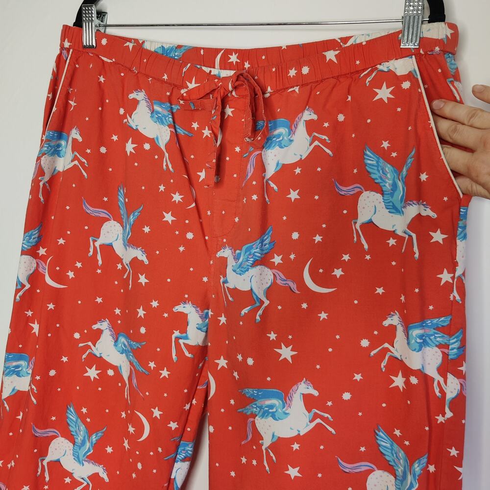 Print Fresh Moon Flight Pegasus Winged Horse Long Sleeve Pajama Set Large Coral - Picture 10 of 16